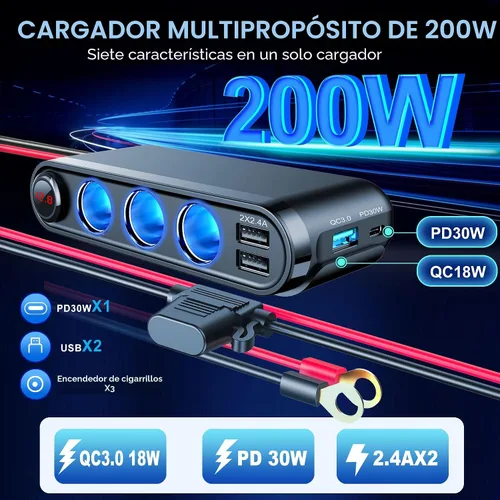 Vista 5 de EUGIZMO Divisor del encendedor de cigarrillos, toma de corriente