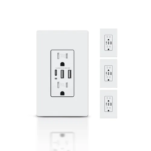 Vista 33 de TOPELER Toma de pared USB C negra, toma eléctrica de carga rápida de 30W 6.0Amp con 3 puertos USB (1*Tipo C y 2*Tipo A), receptáculo resistente a