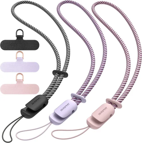 Vista 26 de SURPHY Paquete de 3 correas de muñeca para teléfono con lengüeta de sujeción para teléfono celular, correa para teléfono celular, correa para A