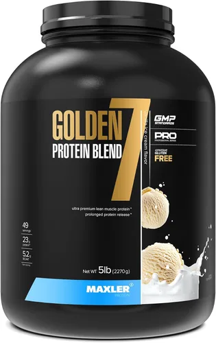 Vista 7 de Maxler Golden 7 Protein Blend - Proteína en polvo para ganancia muscular y recuperación - Polvo de proteína de fresa de 2 libras