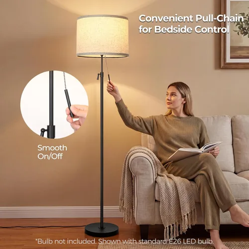 Vista 4 de Qingmiao Lámparas de pie para sala de estar, lámpara alta moderna ajustable de 53 a 63 pulgadas, lámpara de pie para dormitorio, oficina, esquina