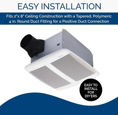 Vista 6 de Broan-NuTone Ventilador de ventilación con altavoz Bluetooth SPK110, certificado ENERGY STAR, 110 CFM, 1.0 Sones, blanco
