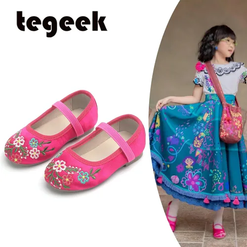 Vista 4 de Tegeek Zapatos de vestir Mary Jane para niña pequeña, estilo casual, sin cordones, zapatos planos de ballet