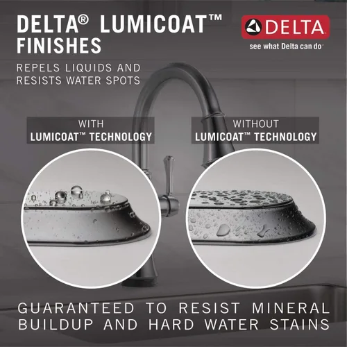 Vista 6 de Delta Faucet Lumicoat Arctic Stainless 9982-AR-PR-DST - Grifo de barra de níquel cepillado, grifo de fregadero de barra con rociador extraíble