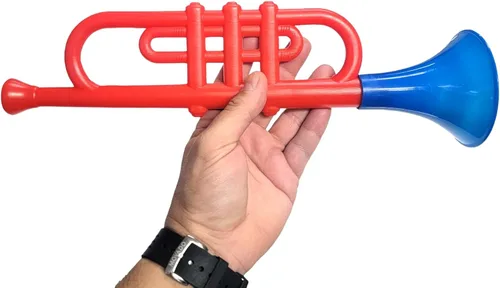 Vista 6 de Trompetas de plástico coloridas (13 pulgadas) juguetes musicales para niños, instrumentos para hacer ruido para fiestas y eventos, recuerdos
