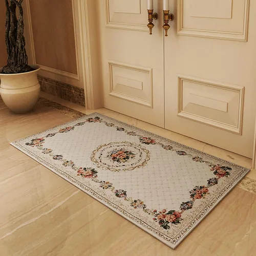 Vista 34 de UKELER Tapete antideslizante para puerta, alfombras de acento modernas para entrada, estilo romántico campestre americano, alfombras de algodón