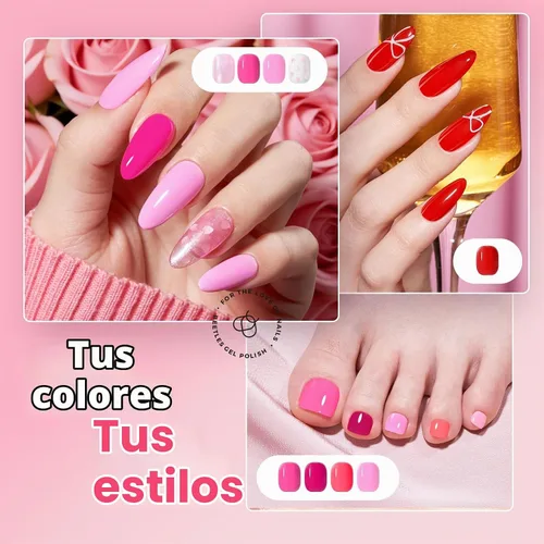 Vista 4 de Beetles - Juego de esmalte de uñas rosa, Prisma del Amor 12 colores, juego de esmalte de uñas primavera, salón, larga duración, DIY, uñas rosas
