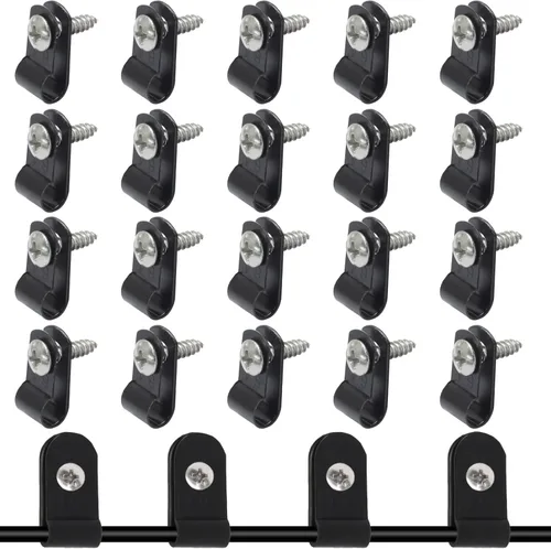 Vista 19 de 50 abrazaderas de clip tipo R de 1/2 pulgada, clips de montaje tipo P de nailon, abrazadera de alambre para gestión de cables, tornillos de acero