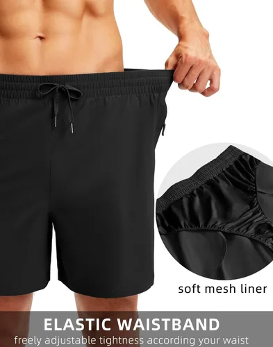 Vista 5 de Viodia Traje de baño para hombre de 5 pulgadas con bolsillos con cremallera, pantalones cortos de playa de secado rápido para hombre, traje de baño