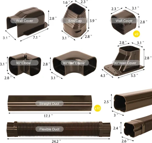 Vista 2 de Cubiertas de juego de línea de 3" y 16.1 pies para mini split, cubierta de conjunto de líneas para unidades exteriores Decorative PVC Mini Split