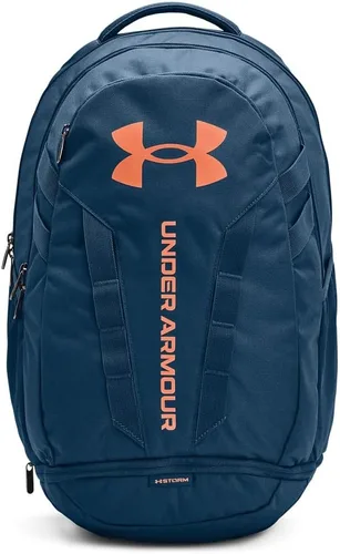 Vista 8 de Under Armour Mochila Hustle 5.0 unisex (004) negro / negro jaspeado medio / brillo dorado metálico