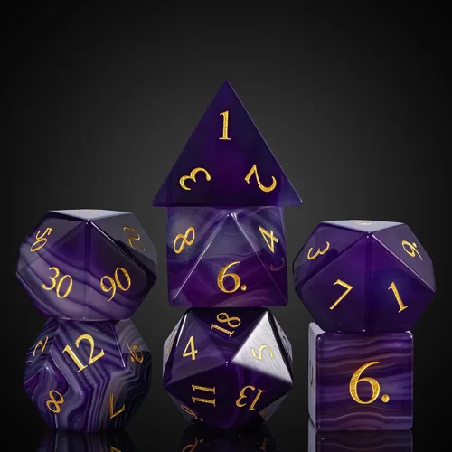Vista 26 de UDIXI Juego de dados de piedras preciosas de amatista, dados DND de piedra de cristal D&D con estuche de regalo para juegos de rol y juegos de mesa