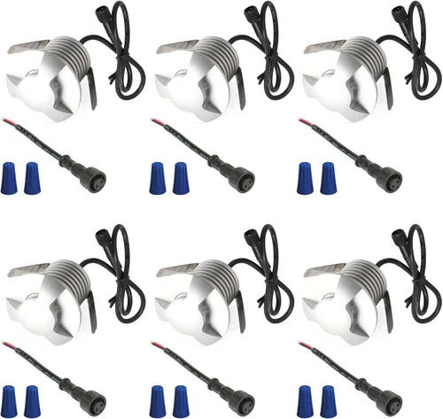 Vista 9 de Kit de luces LED para escalón/cubierta, paquete de 6 luces empotradas de bajo voltaje, CC de 12 V, luces empotradas impermeables IP67, iluminación