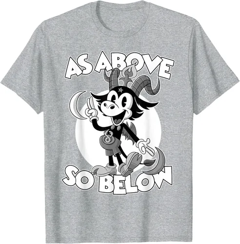 Vista 40 de Camiseta de dibujos animados retro de Baphomet Pagan As Above So Below, Negro, S
