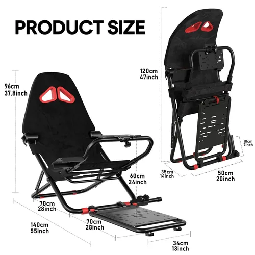 Vista 8 de RACGTING Racing Simulator Cockpit for G920 G29 G923, Foldable Racing Simulator for Thrustmaster T248X T248 T300 T150 458 TX Xbox PS5 PS4 PC (Black)