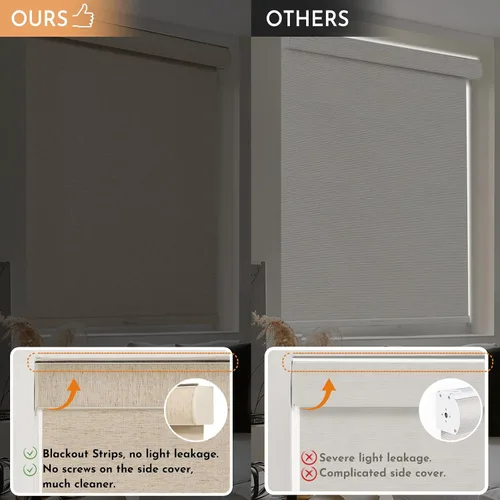 Vista 4 de Persilux Persianas Enrollables Opacas para Ventanas, Sin Cordón, Tela de Lino, Persianas Enrollables, Tela con Aislamiento Térmico Protección UV
