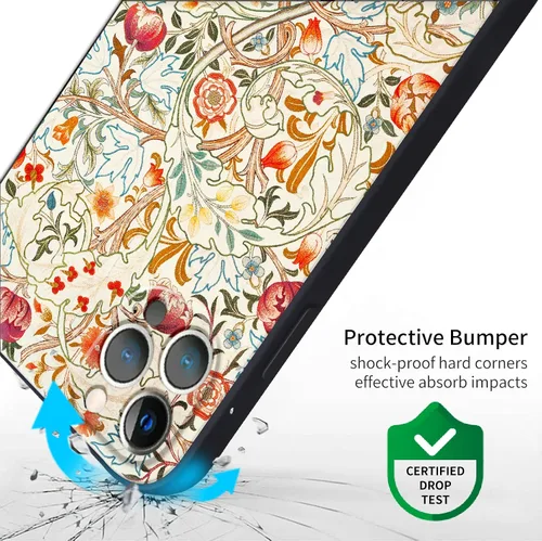 Vista 4 de Berkin Arts Funda de silicona compatible con iPhone 12 Pro Max con protector de pantalla de flores ornamentales intrincadas rosas