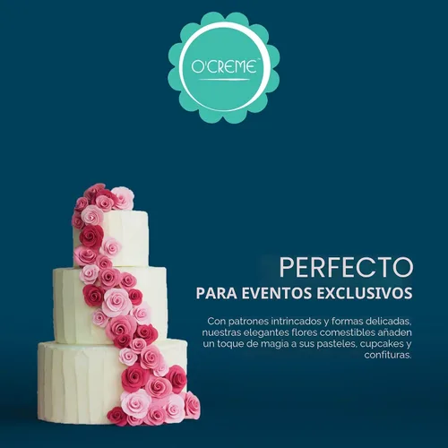 Vista 3 de O'Creme Aerosol de Flor de Masa de Goma, Rosa Blanca 6x8 - Flores Comestibles para Decorar Pasteles - Decoraciones de Flores para Tartas, Caramelos