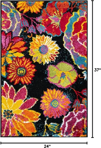 Vista 2 de Unique Loom colección Lyon - Alfombra Kennedy (2 x 3 pies 1 pulgada, Rectangular, Negro/Verde)
