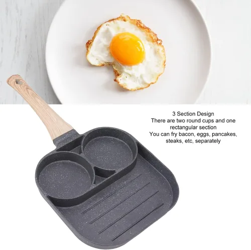 Vista 8 de Cyrank Sartén para huevos antiadherente, sartén de aluminio para tortillas, 2 tazas, sartén para panqueques, sartén para desayuno, panqueques