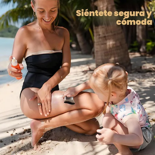 Vista 2 de Cepillo autobronceador Kabuki, aplicador corporal vegano para cara y gris/dorado