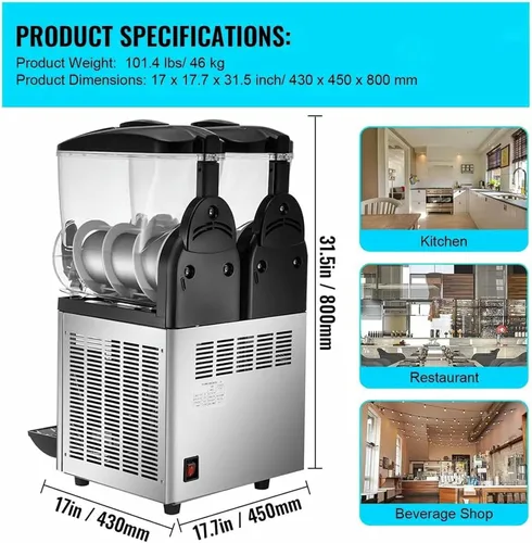 Vista 7 de Máquina comercial de batidos, Máquina de batido de 2 jarras para el hogar, Dispensador de bebidas dobles Máquina de bebidas frías de jugo frío