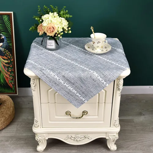 Vista 35 de NEWISHER Mantel cuadrado pequeño bordado rústico de 20 x 20 pulgadas, mantel de tela jacquard a rayas lavable para mesa de comedor para mesita