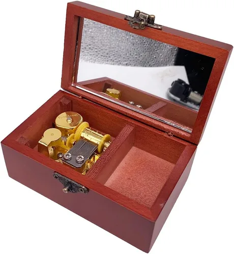 Vista 5 de Youtang You are My Sunshine - Caja de música de joyería con espejo, caja musical de madera grabada con láser, caja de música a cuerda, regalo