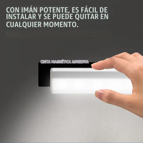 Vista 3 de Paquete de 6 luces LED con sensor de movimiento, iluminación inalámbrica para debajo del gabinete, luces LED con sensor de movimiento, barra de luz