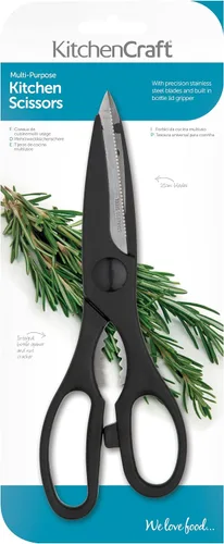 Vista 2 de KitchenCraft KCSCISSORMP - Tijeras de cocina y abrebotellas, acero inoxidable, 8.3 in, color negro