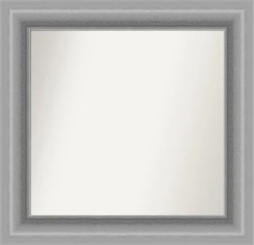 Vista 214 de Amanti Art Espejo de baño plateado para sobre fregadero, 26 x 26 pulgadas, espejo cuadrado de níquel pulido, marco de madera tradicional mediano, se