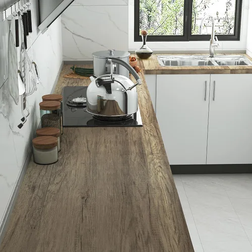 Vista 2 de Papel de contacto de grano de madera para despegar y pegar, papel tapiz de madera removible autoadhesivo, aspecto de madera sintética, rollo