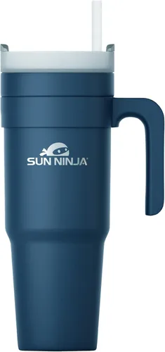 Vista 18 de SUN NINJA Vaso de acero inoxidable de 20 onzas, taza aislada al vacío de doble pared con tapa fácil de abrir, jarra de café de 20 onzas de grado
