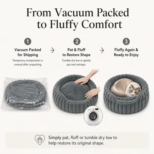 Vista 9 de Camas para gatos de interior, cama redonda lavable para gatitos Gris