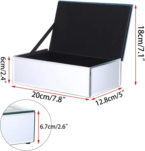 Vista 6 de Hipiwe Joyero de cristal con espejo con decoración de diamante triturado, organizador grande de baratijas, caja de tesoro, anillos, aretes, collar