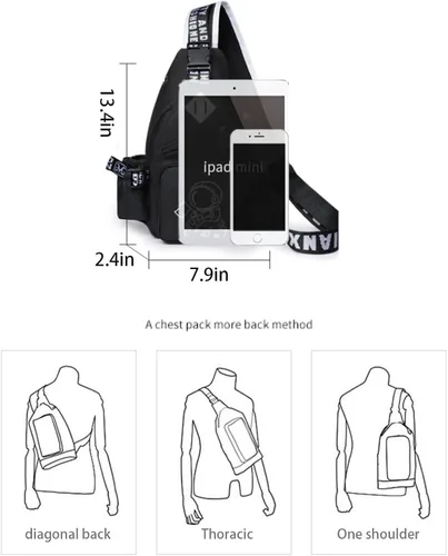 Vista 7 de Mochila bandolera para hombre, moda de anime, bolso de un solo hombro, mochila con patrón luminoso de dibujos animados, Marte (Mars), Bolso de hombro