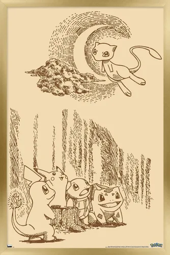 Vista 18 de Trends International Pokémon - Póster de pared de escena sepia, 22.4 pulgadas de largo x 14.7 pulgadas, versión enmarcada de madera de granero
