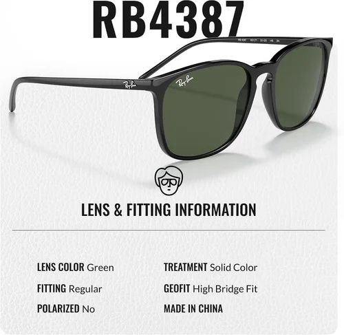 Vista 4 de Ray-Ban RB4387 Square Shaped Sunglasses for Men & Women with Official RAYBAN Eyewear Kit