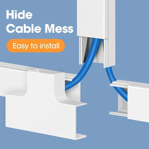 Vista 5 de YesBes Kit de ocultador de cable de 116 pulgadas, cubiertas de cable para cables en la pared, canaleta de cables pintable, protector de cable