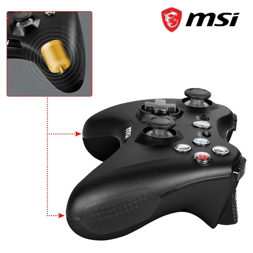Vista 7 de msi Force GC30 V2 Black Wireless Gaming Controller, Dual Vibration Motors, Dual Connection Modes, Interchangable D-Pads, Compatible with PC & Android