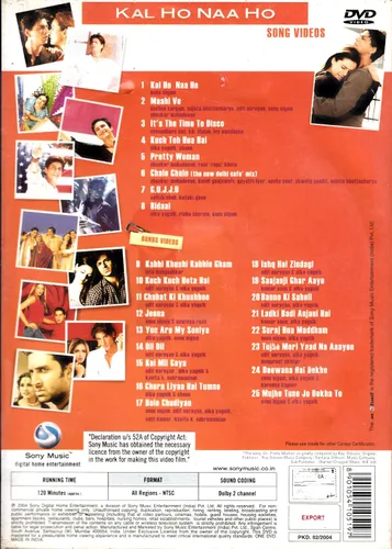 Vista 2 de KAL HO NAA HO, SONGS VIDEO , PLUS BONUS VIDEO SONGS ( total 25 songs)
