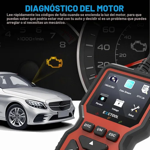 Vista 2 de Herramienta de diagnóstico del escáner OBD2 del coche, lector de código de luz del motor de verificación del vehículo con restablecimiento, datos