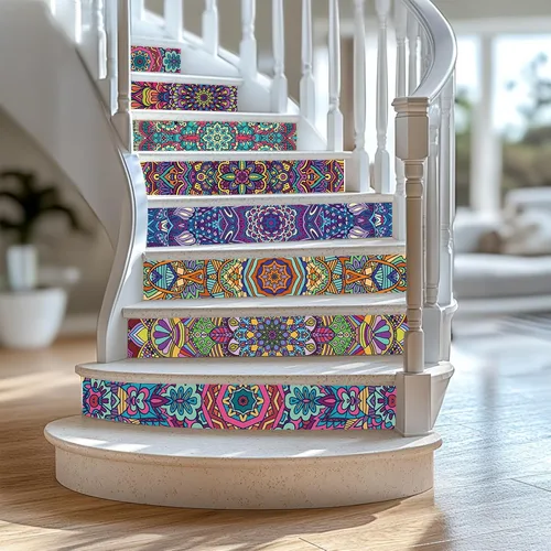 Vista 13 de PLIGREAT 15 tiras de calcomanías de animales del bosque negro para escaleras, adhesivas y autoadhesivas, para peldaños de escaleras, decorativas