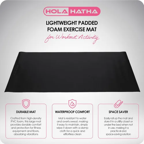 Vista 3 de HolaHatha Tapete de yoga ligero y acolchado, antideslizante de espuma gruesa plegable para estiramiento y actividad de entrenamiento, 79 x 35.5
