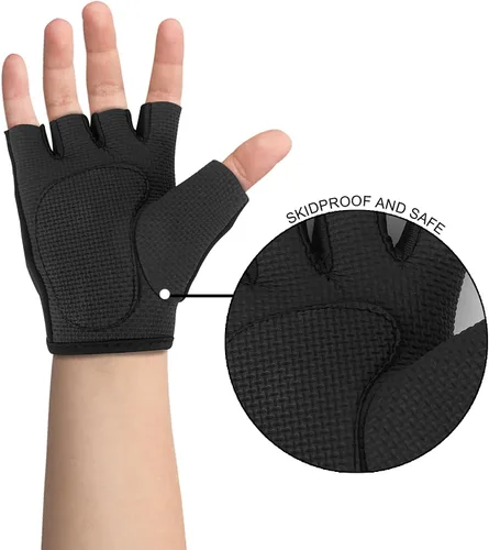 Vista 2 de Luwint Guantes de entrenamiento sin dedos para niños, guantes antideslizantes de fitness para niños, ciclismo, yoga, levantamiento de pesas, 1 par