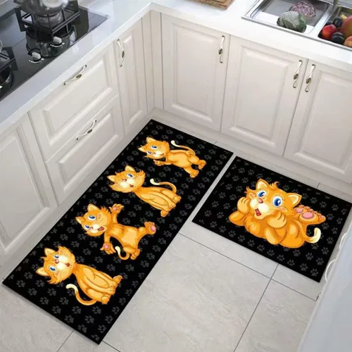 Vista 30 de Alfombras de cocina coloridas para piso, alfombras de cocina antideslizantes, juego de tapetes de cocina de granja, alfombras y tapetes de cocina