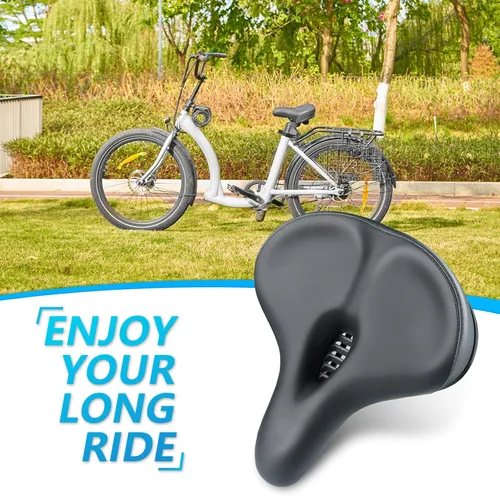 Vista 4 de YLG Comfort - Cojín ancho para asiento de bicicleta, suave acolchado para bicicleta de montaña, carretera, estacionario, para interiores y exteriores
