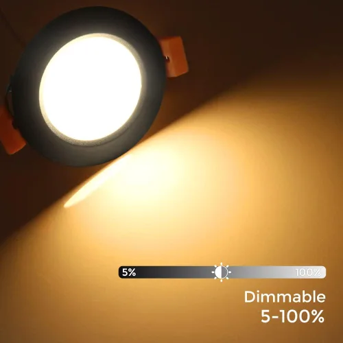 Vista 3 de LEDLightsWorld Iluminación empotrable LED regulable de 2 pulgadas, downlight, 3 W (equivalente a 35 W), luz blanca cálida de 3000 K, luz LED Negro