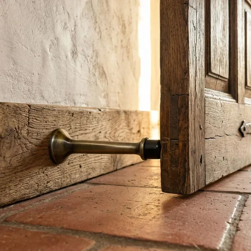 Vista 4 de Triumph Hardware Tope de puerta de bronce antiguo rígido resistente de 3 pulgadas con punta de goma suave, tope de puerta sólido de metal