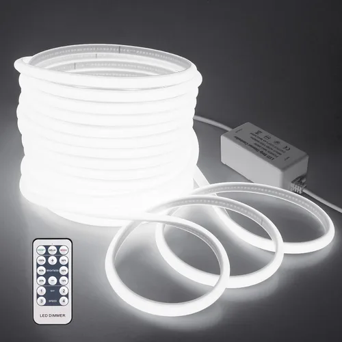 Vista 7 de Tira de luces LED COB de 5 M para dormitorio, 16.4 pies, luces LED de cuerda para exteriores, impermeable, blanco cálido, CA de 110 V ~ 120 V
